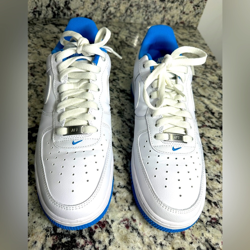 Nike Air Force 1 ‘07 Whte Light Photo Blue- Mens Size 10